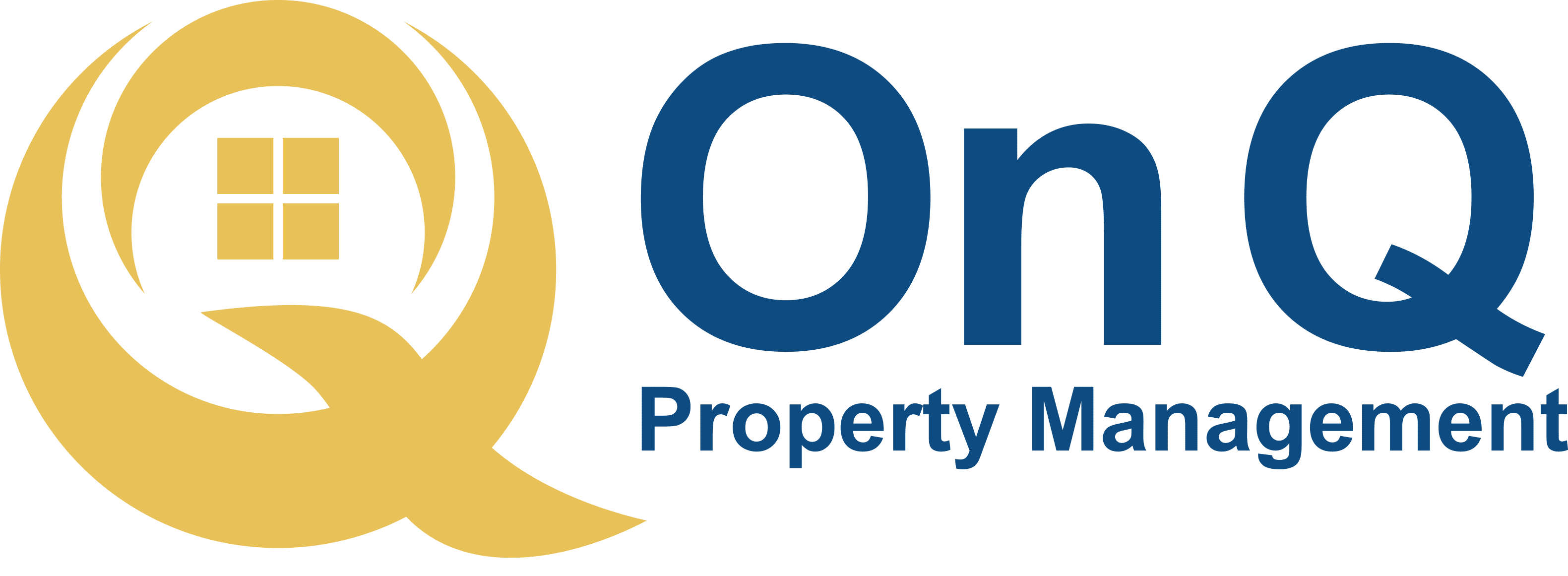 On Q Property Management logo in blue text